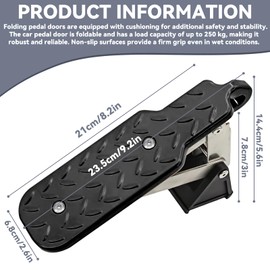 GOEDCH Car Pedal Door Step Foldable: Car Door Pedal with Buffer Cushion, Adjustable, Universal Super Long Car Door Step with 5 Adjustable Angles, Car Door Pedal 250 kg Load Capacity for Most Cars