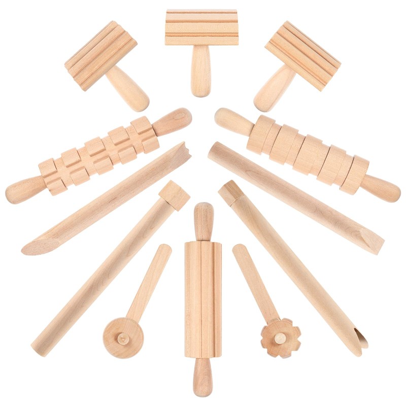 STOBOK Wooden Kneading Tool Dough Plasticine Tool Extruder Modelling Tool