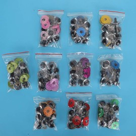 100 ojos de plástico de colores, ojos para hacer muñecas con arandela de brillo de colores, ojos de seguridad coloridos para muñecos de peluche(18mm)