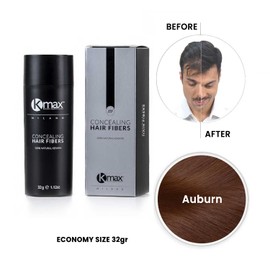 Kmax Concealing Hair Fibres - Keratin Fibres for Hair, Hair Powder for Thickening Effect, Hair Fibres for Covering Hair Loss, Economy Format 32 g, Brown Brown