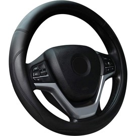 SOZOMO Funda de Piel para Volante de Coche,Cubierta Volante Coche, Funda Universal para Volante de Cuero de Microfibra,Cuero Ultrafino, Elástica, Transpirable, Antideslizante, de 38.1 cm.(Negro)