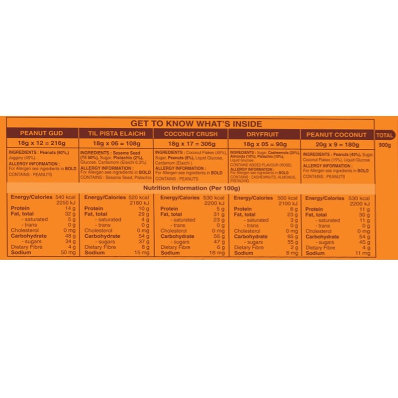 Jabsons - Chikki Assorted, Indian Sweet Brittles, 800 G (28.2