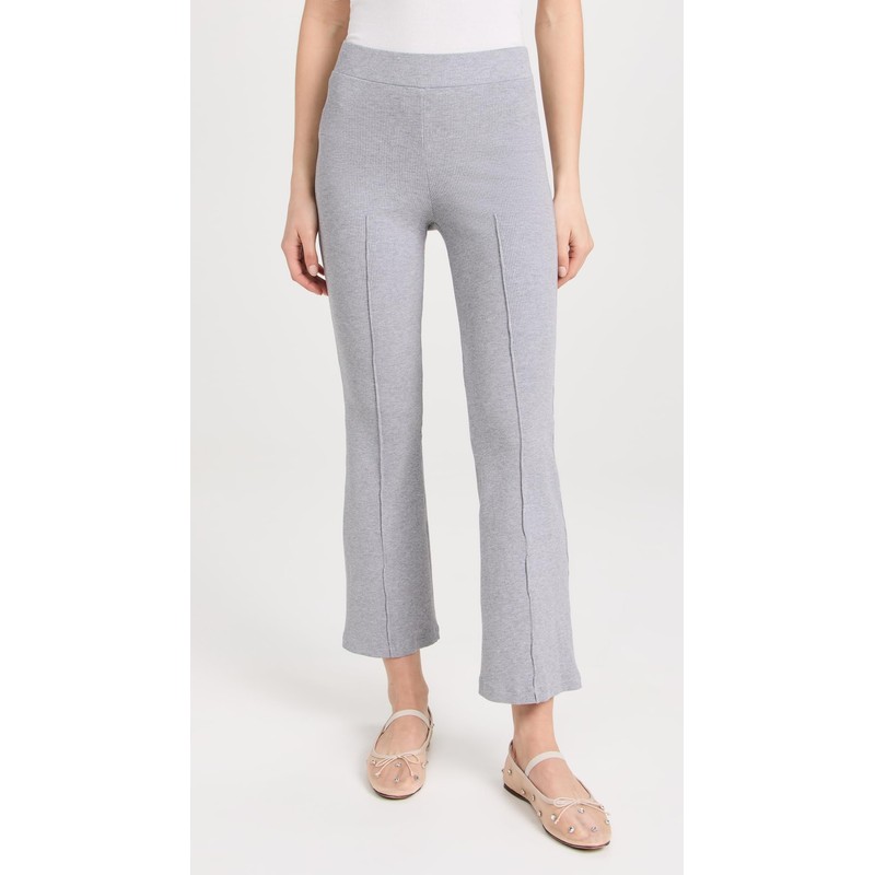 DONNI. Women's Rib Kick Flare Trousers, Heather Grey, XXL