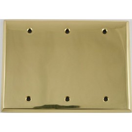 Polished Brass 3 Gang Blank Wall Plate