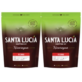 Santa Lucia Coffee Artisan Select Vienna Medium/Dark Roast Coffee – Specialty Nicaraguan Single-Origin - Small Batch - Rich & Smooth Flavor - Low Acid - Farm Direct - Whole Bean - 16oz (Pack of 2)