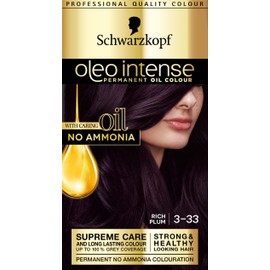 Schwarzkopf Oleo Intense, Permanent Purple Hair Dye, Ammonia Free, Up to 100 Percent Grey Coverage, Rich Plum 3 - 33