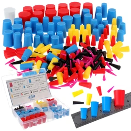 Briwooody 450 Pcs Silicone Tapered Rubber Plugs, 9 Sizes Stopper Assortment