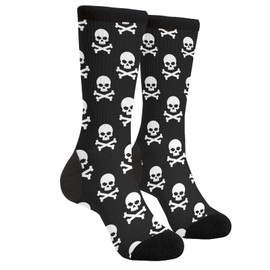 AIMASTZ Black White Skull Unisex Funny Novelty Funky Crazy Cool Crew Dress Socks