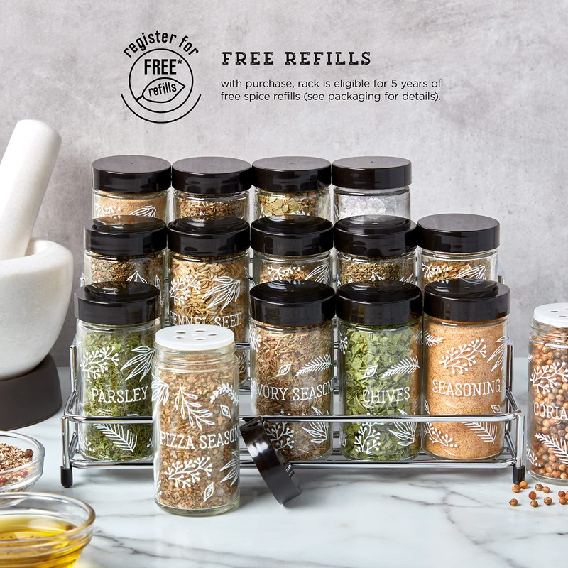 Kamenstein 15 Jar Lincoln Countertop Spice Rack with Spices Included,