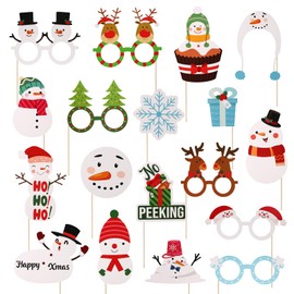 36pcs Christmas Photo Props, Christmas Snowman Design Photobooth Props Holiday Photoshoot Props Pose Sign Selfie Props Decorations Christmas Picture Cutouts for Xmas Photography Party Favor Supplies