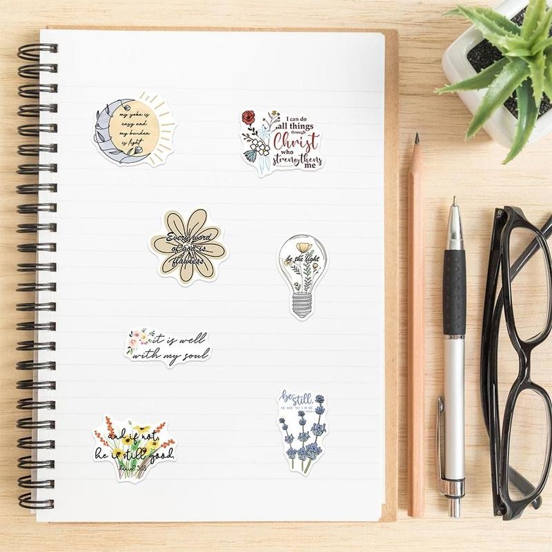 Bible Verse Sticker, 50pcs/set Creative Bible Verse Stickers, DIY Decorative
