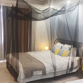 Aventik EDSRDLUZ Luxury Mosquito Large Square Net for Single to King-Sized Beds, 2 Side Openings & 8 Hanging Loops Decorative Rectangular Shape for Home & Travel, 3 Color