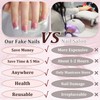 24PCS Almond False Nails - French Tip Nude Fake Nails