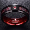 NUNCAD Tungsten Wedding Ring Celtic Dragon Red Carbide Fiber Black
