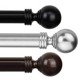 A&F Rod Decor - Ball 1.5 inch Curtain Rod 115" - 165" Long - Black