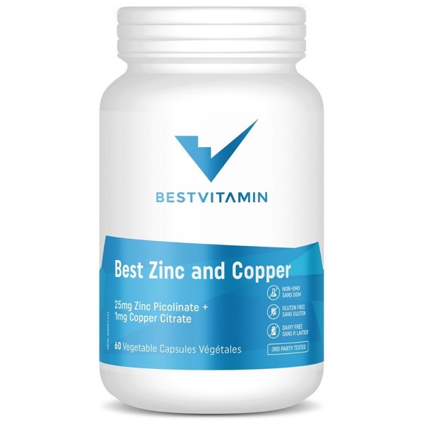 BestVitamin Best Zinc Copper 25mg + 1mg, Enhanced Absorption, Healthy Immune Function, 120  Vegetable Capsules-50% OFF Final Sale