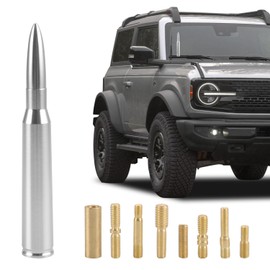 TECTICO 5.7 Inches Truck Chrome Bullet Antenna,Heavy Pickup Car Truck Accessories Antenna Conpatible with Bronco Dodge Ram 1500 2500 3500 Ford F150 F250 F350 GMC,Short Replacement Antenna