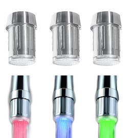 3 Pack 3-Color LED Water Faucet Temperature Sensor - Fancy Gradient Thermal Detector Color Changing Faucet by Varied Water Temperature, Utility Sink Tap Replacement Part for Kitchen, Bathroom