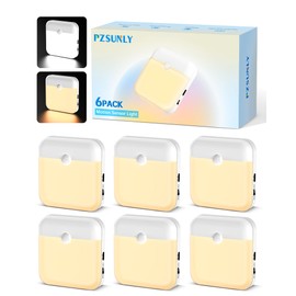 PZSUNLY Night Light for Kids,LED Rechargeable,Cabinet Lights Closet Lights,Indoor Motion Sensor Night Lights,Magnetic Hallway Light for Baby Bedroom Kitchen Stairs 6 Pack (Warm and White Light)