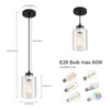 CAFULAM Modern Black Farmhouse Pendant Light with Glass Shade,Industrial Pendant