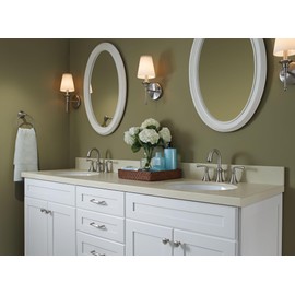 Moen Wetherly Spot Resist Brushed Nickel Two-Handle Widespread Bathroom Faucet with Valve Included, Bathroom Faucets for Sink 3-hole Deck Mounted Setup, WS84855SRN