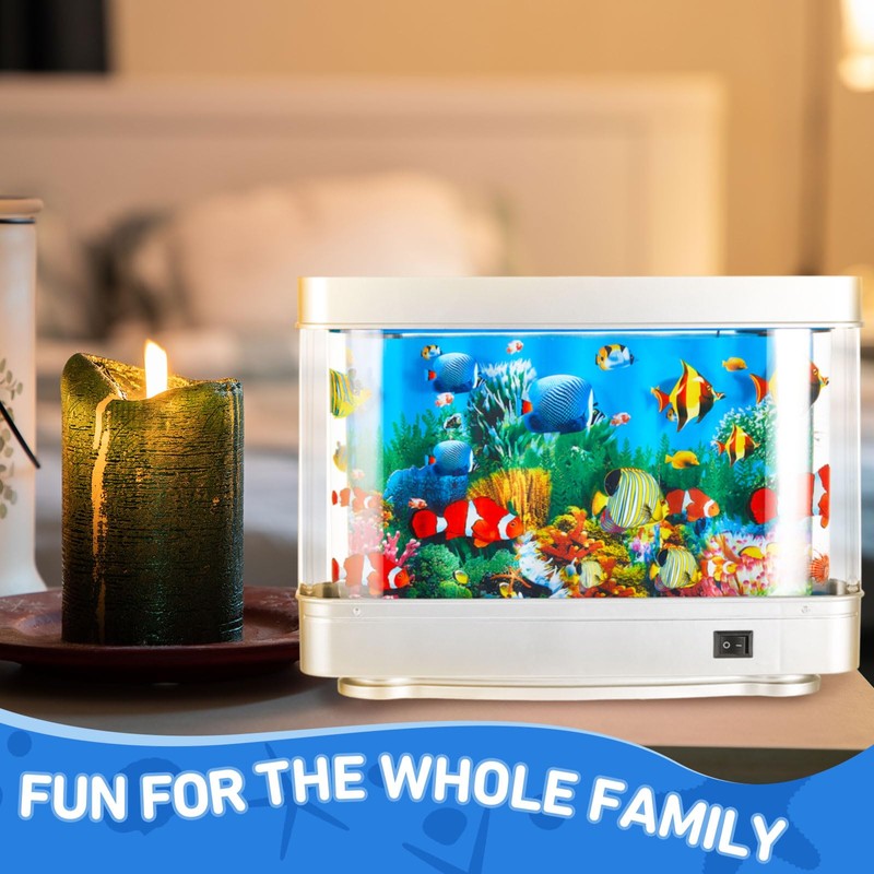 Baquler 2 Pack Fake Fish Tank with Moving Fish, Decorative