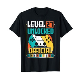 Level 27 Unlocked 27th Birthday Gamer Gifts 27 Year Old Gift T-Shirt