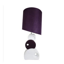Elegant Designs LT1038-PRP Stacked Circle Ceramic Table Lamp with Asymmetrical Shade, Purple, 30.31" x 11.81" x 11.81"