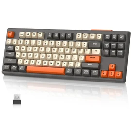 MAMBASNAKE M87 TKL– Dual-Mode-Wireless-Gaming-Tastatur, Bluetooth/2,4 GHz, PBT-Kugeltastenkappe, 4000-mAh-Akku, gemischte Regenbogen-Hintergrundbeleuchtungstastatur mit mechanischem Feeling-Glimmer