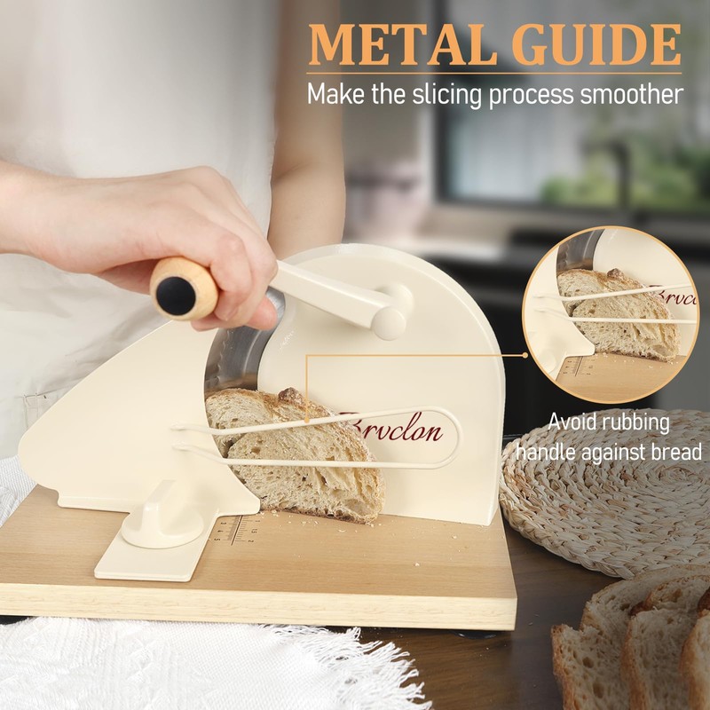 Brvclon Manual Bread Slicer for Homemade Sourdough,Adjustable Thickness,Hand Crank Bread