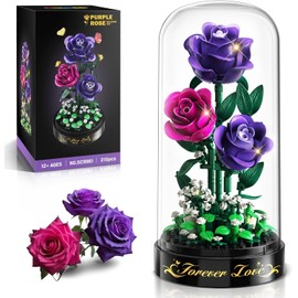 HiWEEGO 3.6MM Flowers Building Set with LED Light & Cover for Women Girls