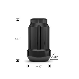 White Knight 3807BK-20AM Black Chrome M12x1.50 Spline Lug Nut with Key, 20 Pack