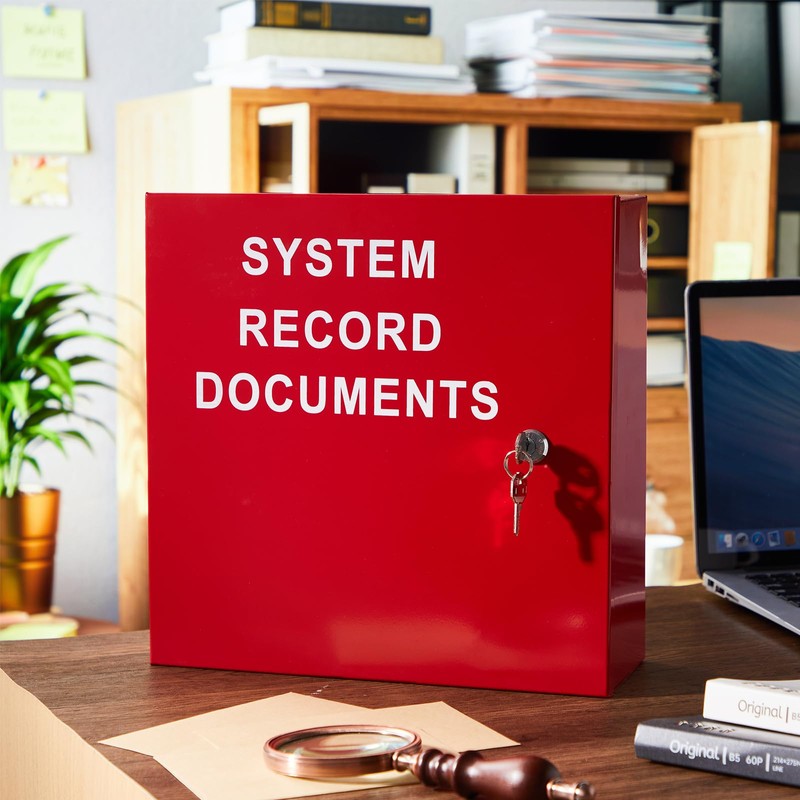 MorningRo System Record Documents Enclosure, Red, Left-hinged Door