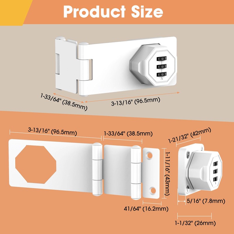 YogePote 90 Degree Cabinet Locks with Combination, Mechanical Folding Door