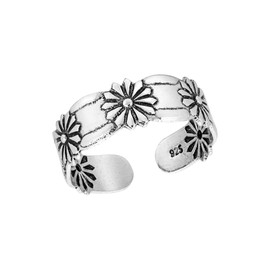 AeraVida Flower of Loyalty Daisy Arrangement .925 Sterling Silver Toe or Pinky Ring | Cute Toe Rings for Women Sterling Silver | Sterling Silver Adjustable Toe Ring | For Special Occasions