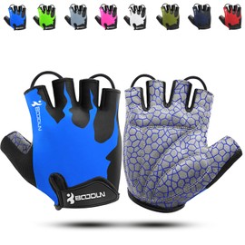 KONVINIT Cycling Gloves Fingerless Rubber Padded Women & Men Gym MTB Breathable Non-Slip Outdoor Sports Gloves by, blue, xxl