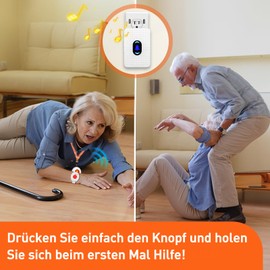 Daytech Seniors Emergency Call Button for Seniors Home Emergency Call Home Care Emergency Bracelet Seniors for Elderly Patients and Seniors with Disabilities (2 x Receiver + 1 x Transmitter)