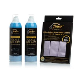 Fuller Brush Glass Cleaning Kit with 2 Cans of Glass Gel Mist Sprays and Pack of 3 Shine Bright Microfiber Cleaning Cloths