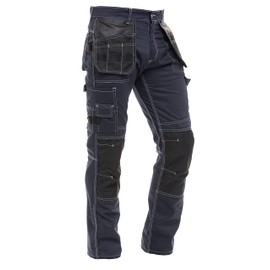 Men's Construction Pants with Cordura Knees Reinforced Carpenter Work Pants Tactical Workwear Cargo Safety TrousersNavy 40-32