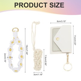 PATIKIL Keychain Wristlet Wallet, Leather RFID Blocking Credit Card Holder Slim Minimalist Wallet with Lip stick Holder Handmade Wristband Bracelet for Men Women, White