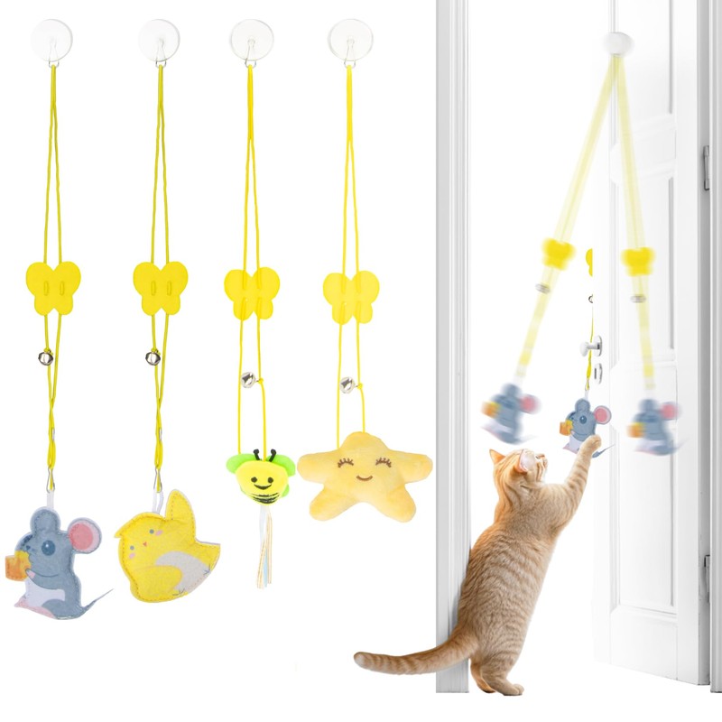 RAINFLOW 4 Pcs Cat Feather Toys -Interactive Cat Toys for