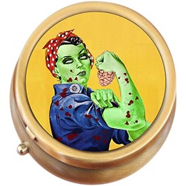 Zombie Rosie The Riviter Brass Round Pill Box