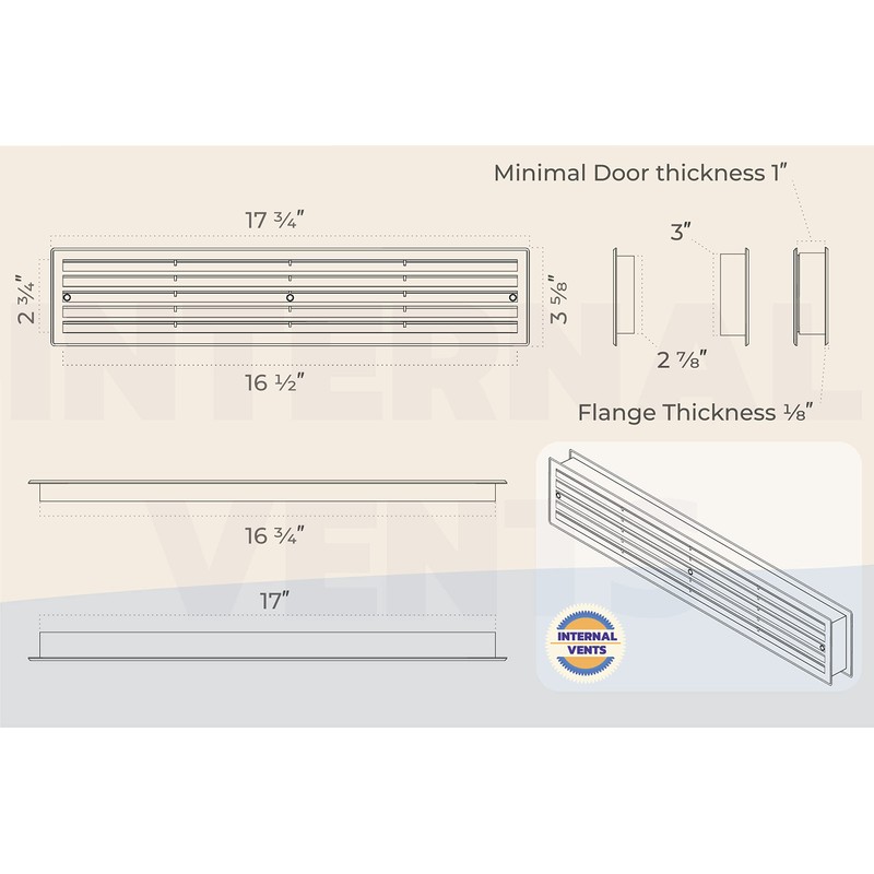 INTERNAL VENTS Door Vent for Interior Doors 16 7/8" x