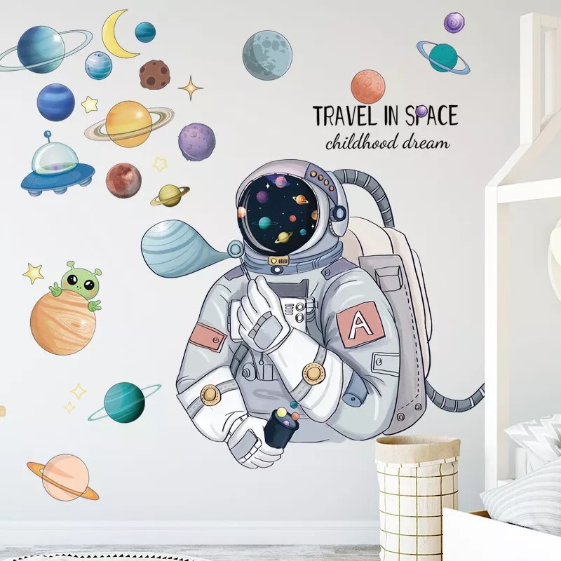 DaraBaby Vinil Decorativo Astronauta Planetas Habitación Niño Bebes