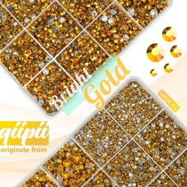 qiipii Bright Gold Resin Rhinestones w B7000 Jewelry Glue for Bedazzling Crafting 2mm 3mm 4mm 5mm 6mm Golden Flatback Jelly Stones Diamonds Gems Charms for Nails Face Eye Makeup Tumblers Crafts Shoes﻿