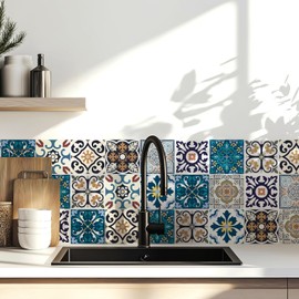 MEIHEA Peel & Stick Tile Backsplash Tile Stickers 30 PC Pack - Self-Adhesive PVC Waterproof Wall Decals Kitchen Bathroom Backsplash Decor - 4x4 Inch