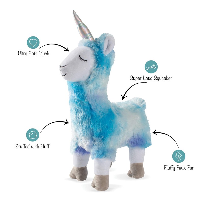 Fringe Studio Dog Toy, Cool Blues Llamacorn-Plush Pet Toy (289358)