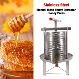 BANEBONE Mesh Honey Press Machine Household Manual Honey Press Wax Press Beekeeping Tool 304 Stainless Steel Extractor Beekeeping Tool for Beekeeping Agriculture Vertical Stripe Silver