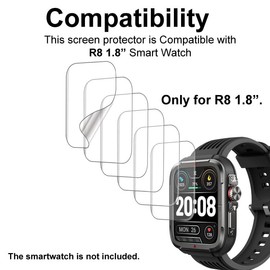 smaate Screen Protector Compatible with SKG R8 and KEEPONFIT IDS01 1.8” Military Fitness Tracker Smartwatch, Soft TPU, 6 pieces, Bubble Self-healing