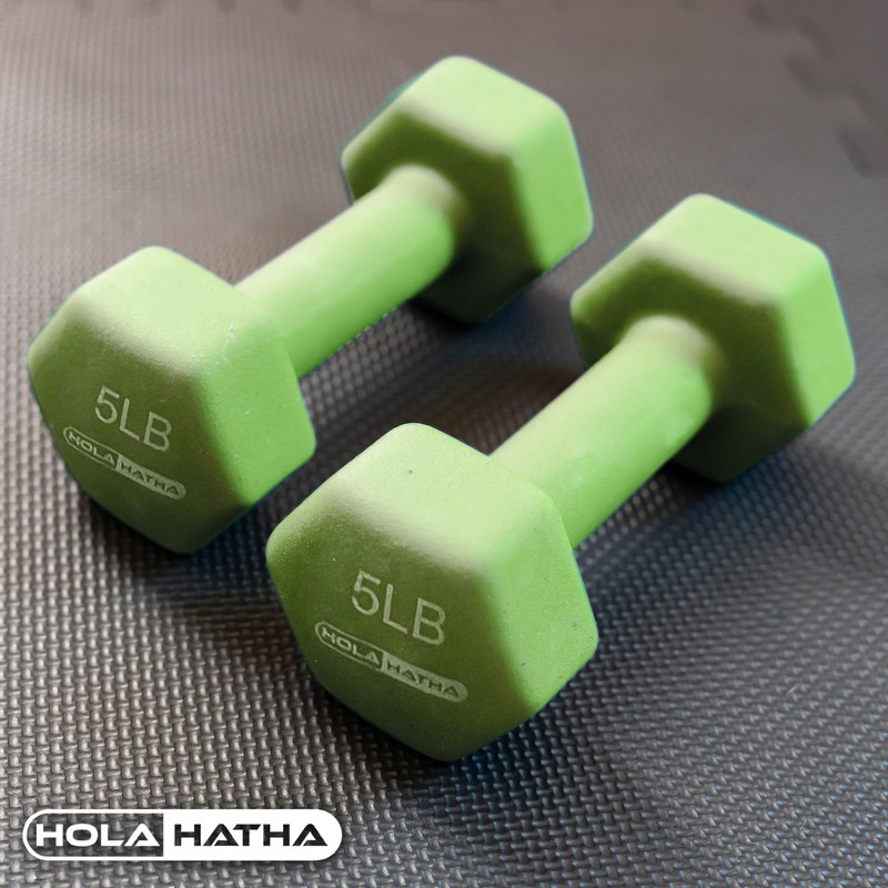 HolaHatha Neoprene Dumbbell Weights Set with Rack, Home Gym Equipment,